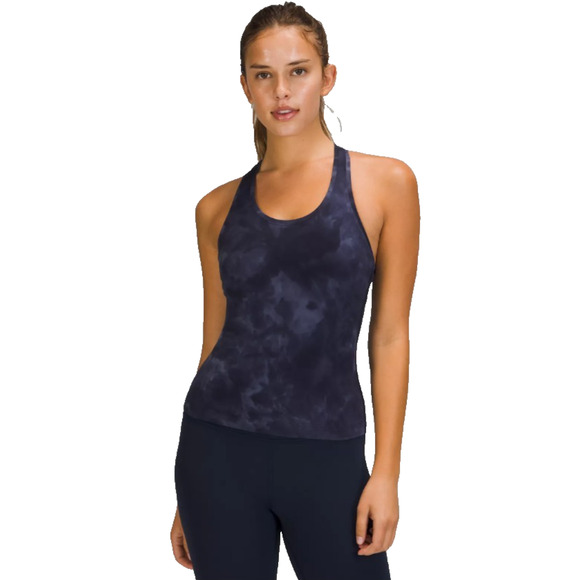 Lululemon Cool Racerback Tank Top Diamond Dye Asphalt Grey True Navy Nulu Size 8 - Picture 1 of 8